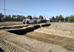Commercial construction site excavation and drainage for restaurant build